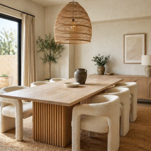 Scandinavian-Inspired Dining Set with Natural Wood Accents