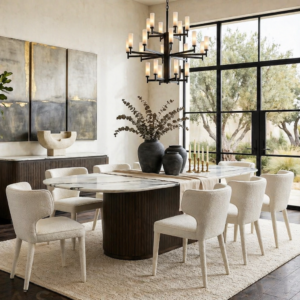Elegant Modern Dining Room with Sculptural Elements
